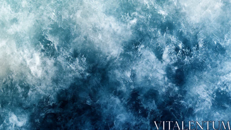 Storm-tossed abstract ocean texture in icy blue tones.