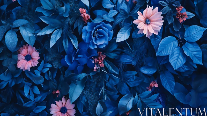 Chromatic Botanical Composition with Contrasting Floral Focal Points.