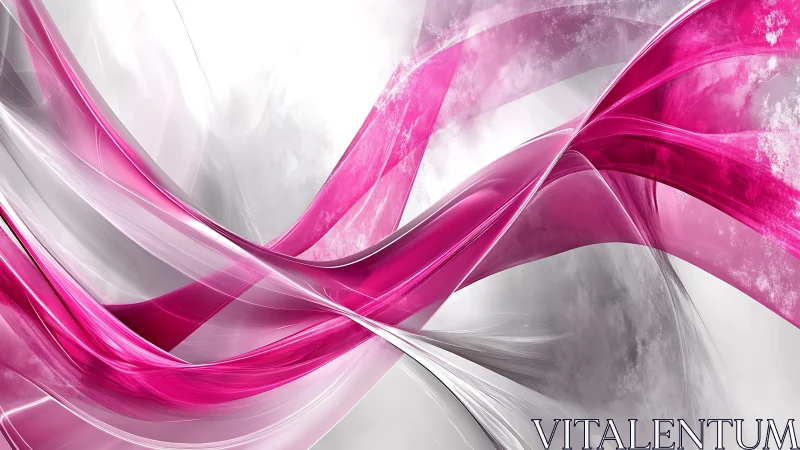 Vibrant pink and white abstract waves in modern digital art style.