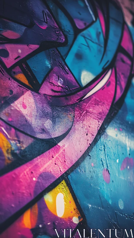 Colorful street mural swirling with neon curves and light.