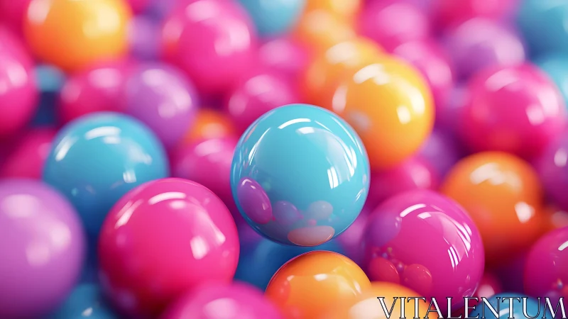 Chromatic depth-of-field study of glossy macro spheres.