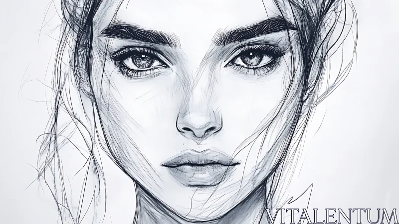 Quietly intense portrait sketch with soulful, searching eyes.