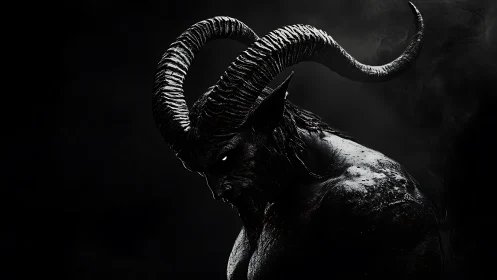 Midnight horned guardian emerging from the shadows.