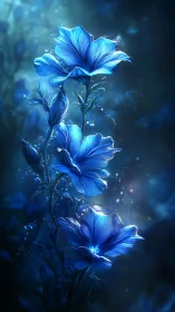 Luminescent Dream Blossoms Cascade in Ethereal Blue.