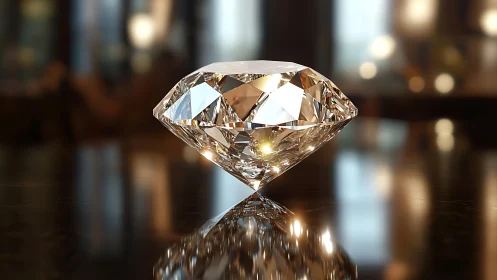 Candlelit diamond poised like frozen lightning on obsidian glass.