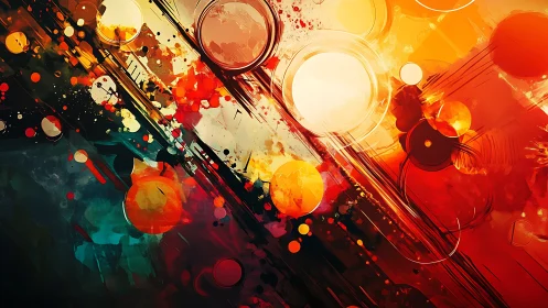 Solar jazz collision of orbs and streaked midnight colorfields.