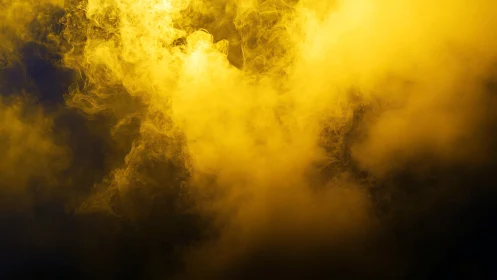 Golden smoke cloud swirling over deep black void.