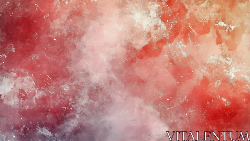 Soft red abstract cloud textures create a dreamy backdrop