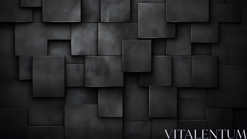 Dark geometric panel grid with layered matte squares.