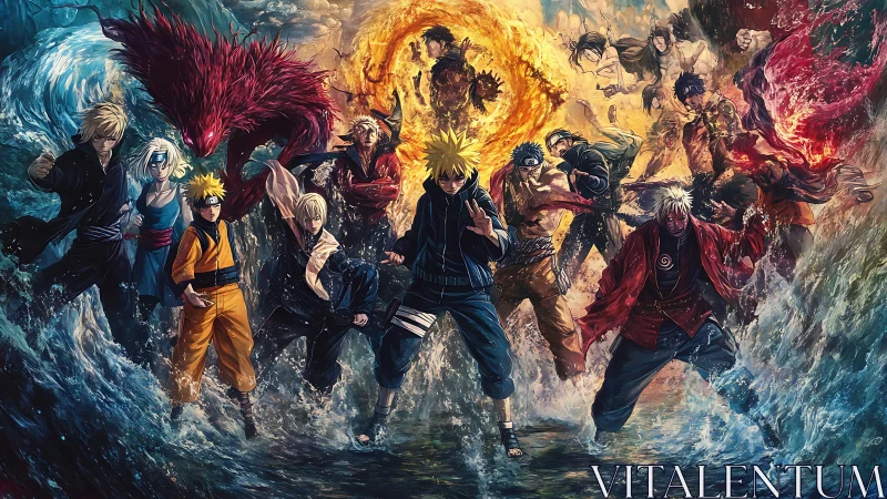 Elemental ninja warriors command fire, water, and beasts.