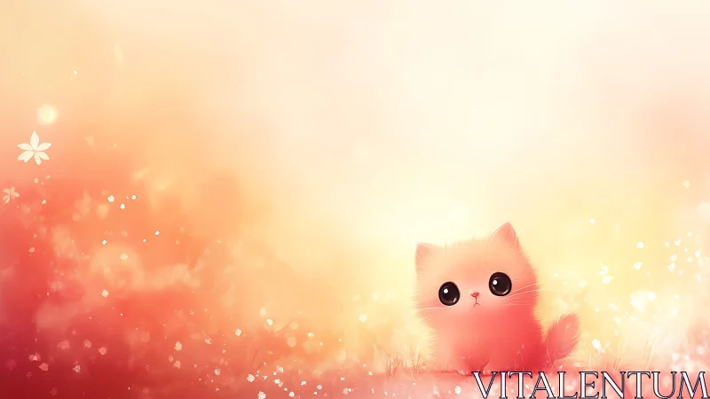 Luminous Gradient Cat Character in Soft Bokeh Environment