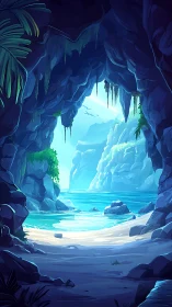 Subterranean Coastal Aperture: Iridescent Grotto Threshold Architecture.