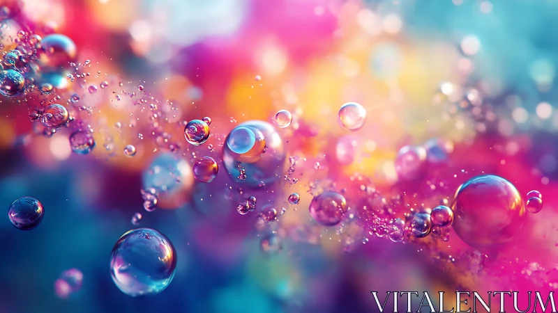 Vibrant macro bubbles drifting through neon color haze.