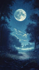 Lunar Cathedral Through Twilight Forest.