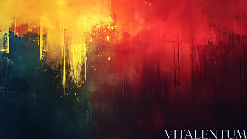 Digital painting of molten dusk gradient with vertical streaks.