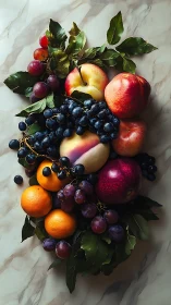 Marble-hugged harvest curls into a lush spiral of fruit