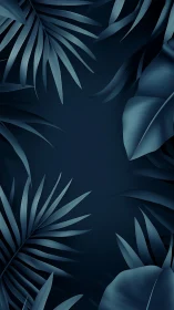 Dark teal tropical leaves frame empty central background