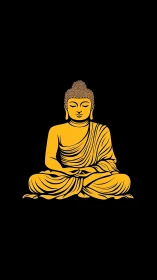 Minimalist golden Buddha silhouette on black background.