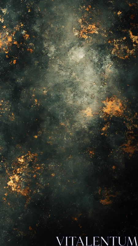 Dark textured surface with dispersed rustlike orange patches.