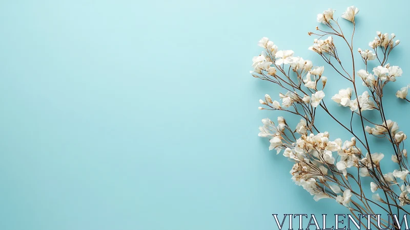 Delicate white baby's breath blooms grace a serene turquoise backdrop