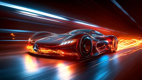 Fire-lined concept hypercar bends night into molten speed