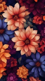 Layered floral composition with geometric petal structure arrangement.