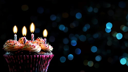Birthday Cupcake Glowing with Joy and Celebration