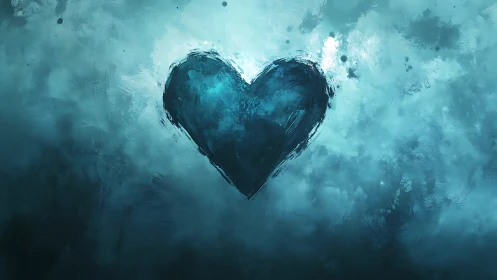 Deep Blue Heart: A Soul's Gentle Whisper.