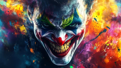 Maniacal carnival grin ignites a riot of neon chaos.