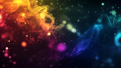 Celestial color currents drift through a glittering cosmic hush.