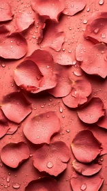 Crimson Petals Glistening with Dewdrops.