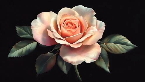 A Luminous Coral Rose Blooms in Delicate Beauty.