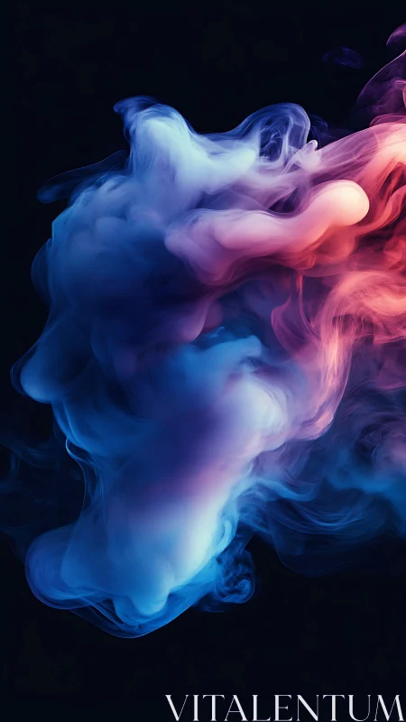 Chromatic vapor plumes in neon blue and magenta gradients.