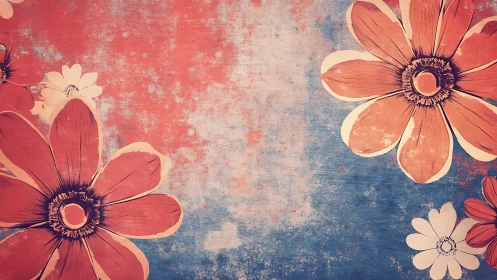 Vintage Floral Composition Against Distressed Background.