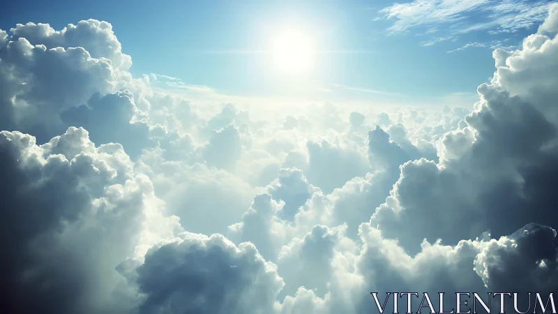 Sunlit cumulonimbus cloudscape with radiant atmospheric glow.