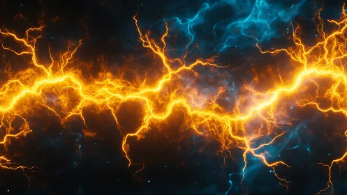 Blazing electric energy dances across a deep cosmic void