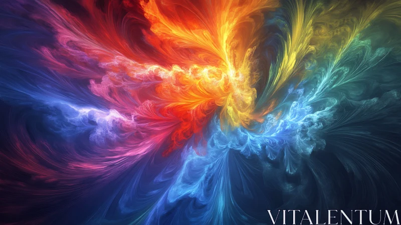 Fractal chromatic vortex with radial energy dispersion design.