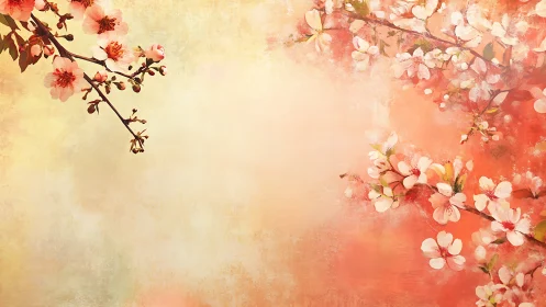 Spring Blossoms on Warm Canvas with Bokeh Depth.