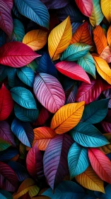 Multicolored overlapping leaves with varied tonal contrasts.