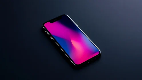 Neon dreamscape captured in black glass phone screen.