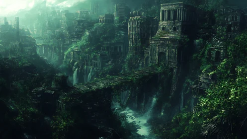 Ancient jungle megacity crumbles into misty waterfall chasms