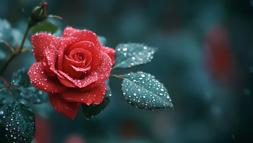 Red Rose in Morning Dew.