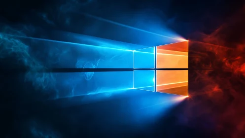 Glow of color and light through a futuristic digital window.