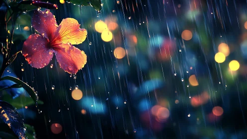 Radiant Bloom Dancing Through Gentle Rain.