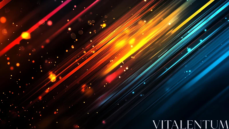 Vibrant Diagonal Light Streaks in Abstract Digital Art Style.