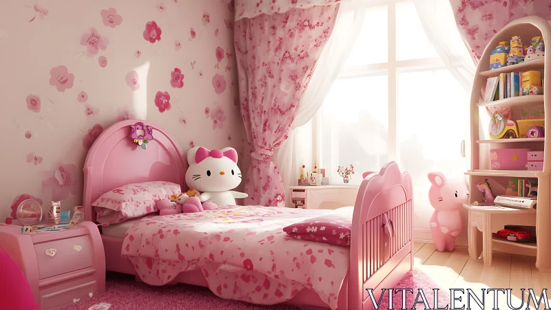 Sweet pink girl’s bedroom glows with soft light and charm