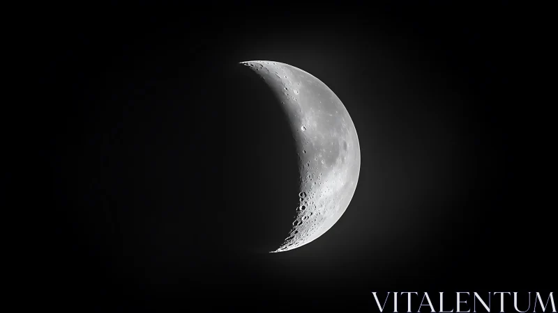 Lunar crescent in high-contrast telescopic phase profile.
