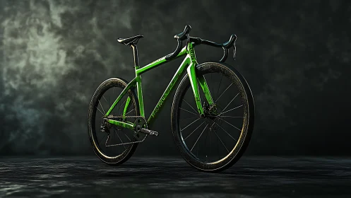 Neon Green Road Bike Against Weathered Stone Backdrop.