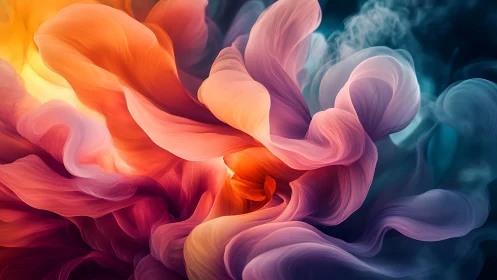 Swirling abstract petals glow in vibrant, ethereal light
