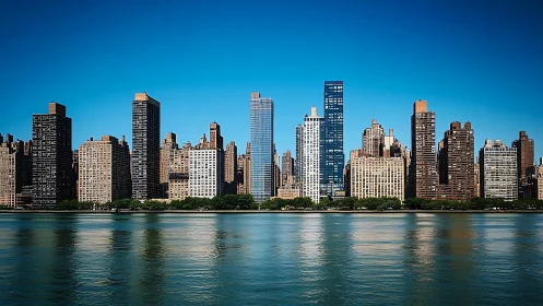 Riverlit skyscraper chorus under a cloudless blue hush.